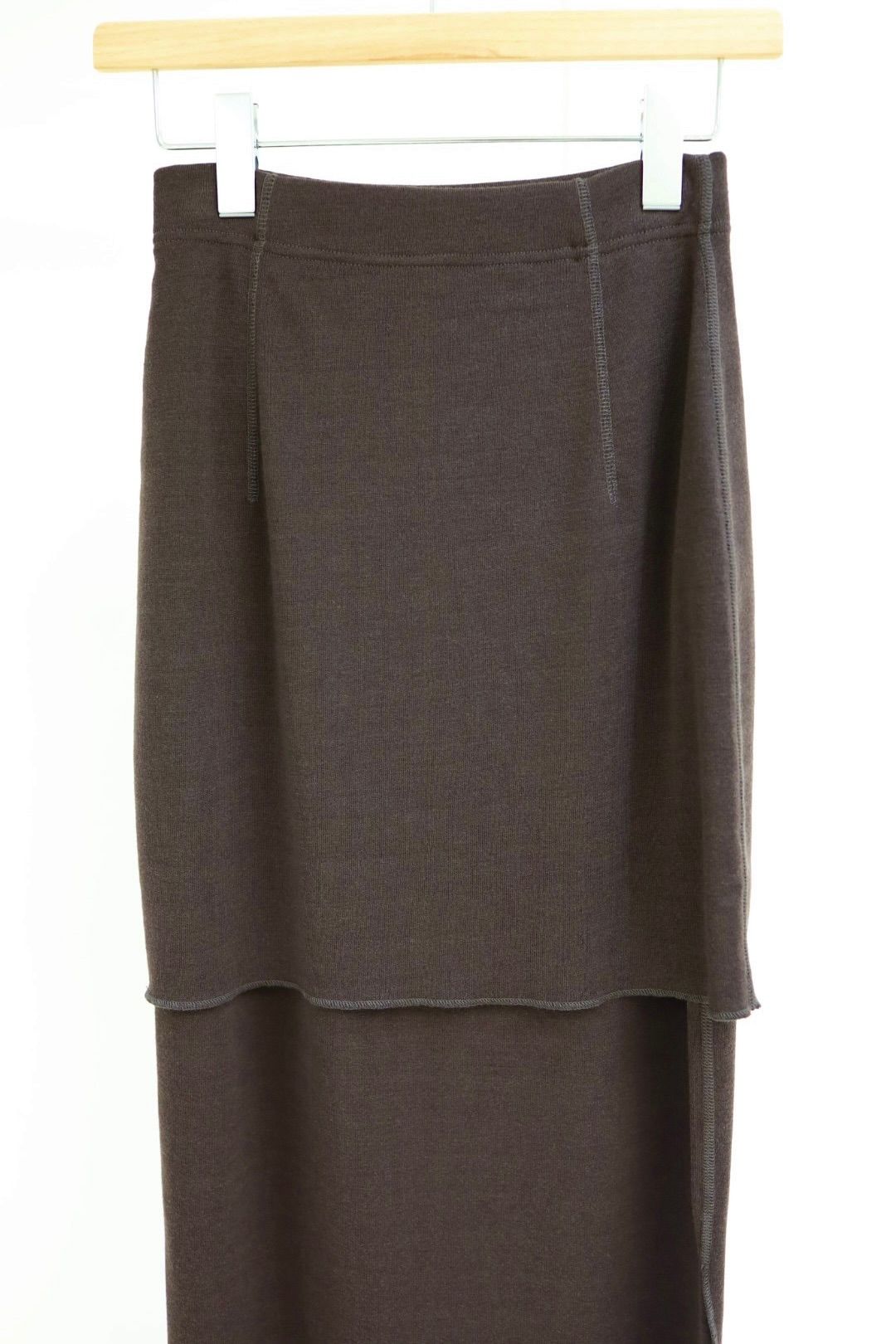 【Women's】プロダクトトゥエルブ  Super 140’s Melino Wool Layered Long Skirt(26SS-WCS07)BROWN☆新作発売！