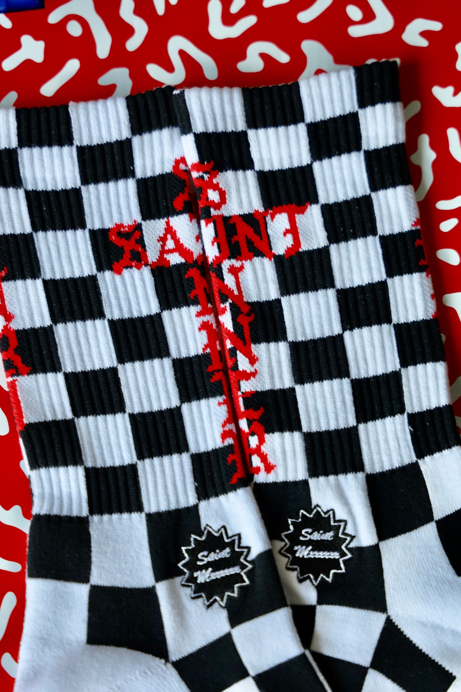 セントマイケル SAINT SINNER SOCKS(SM-HR1-0000-117)WHITE/BLACK