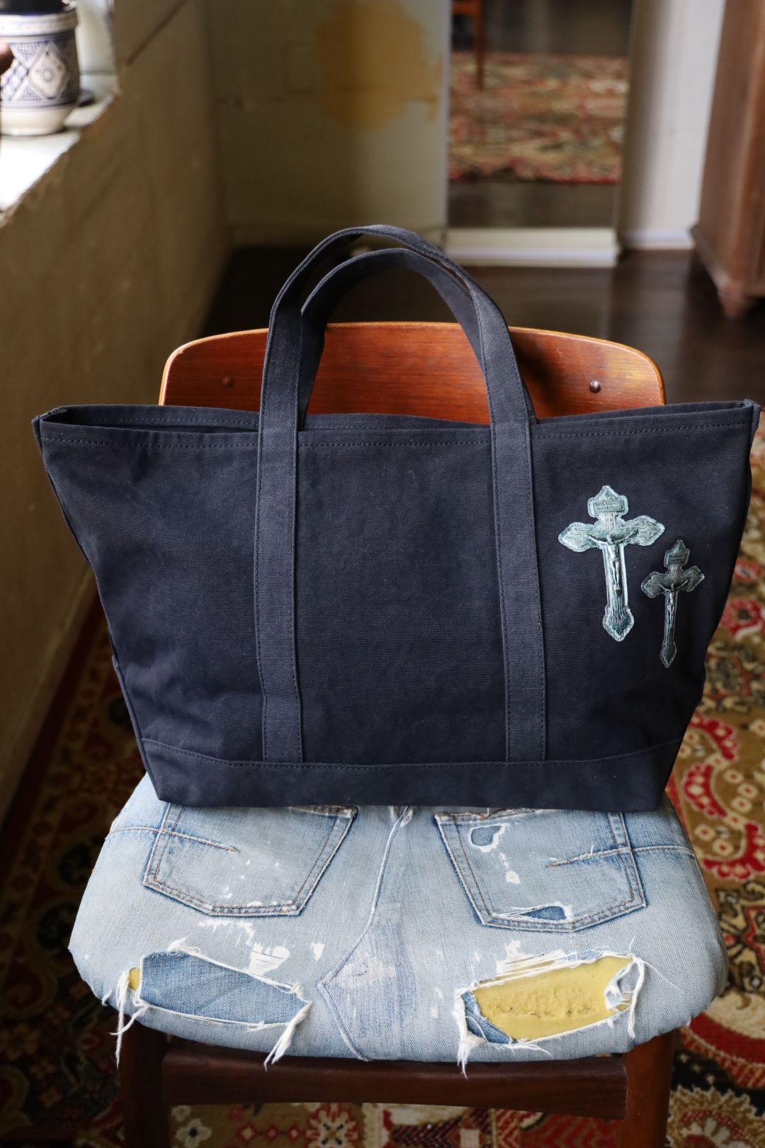 トーキングアバウト ジ アブストラクション 25AW CROSS TOTE BAG L (2526AW-AC-008)BLACK☆新作発売！