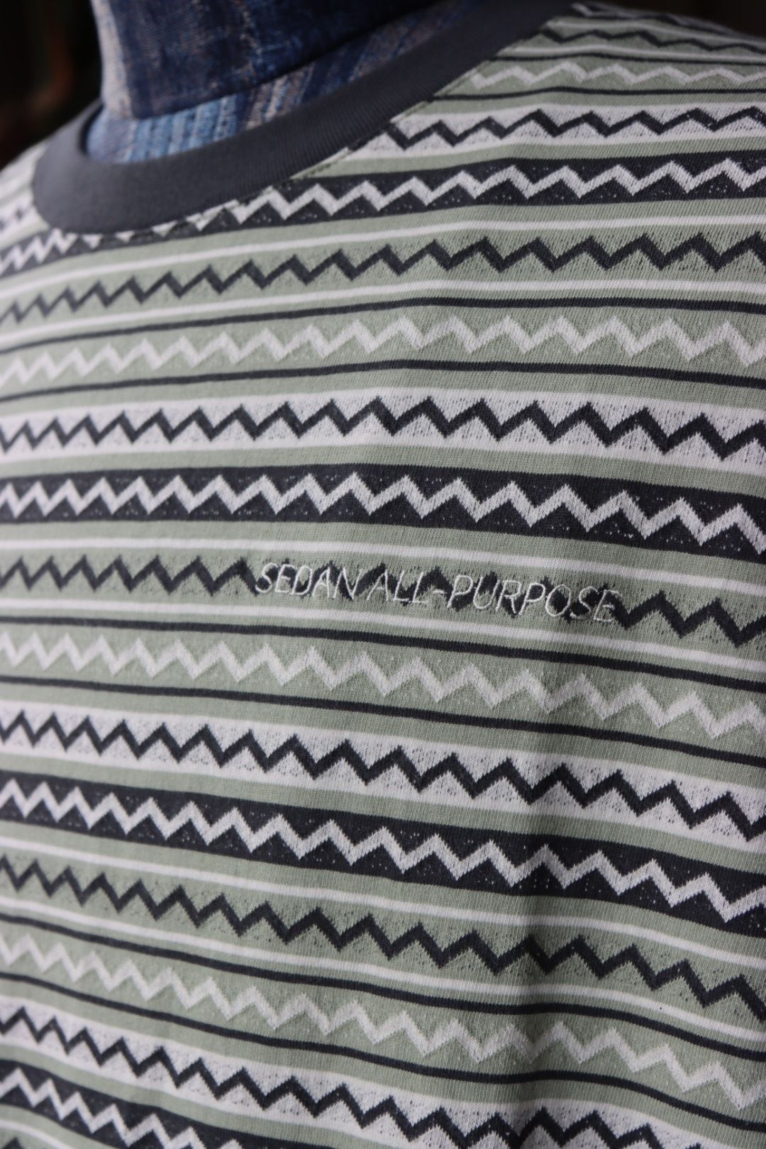 セダンオールパーパス SS24  Jaquard Striped S/S Tee(SD24S-CT07)Matcha☆4月6日(土)発売！