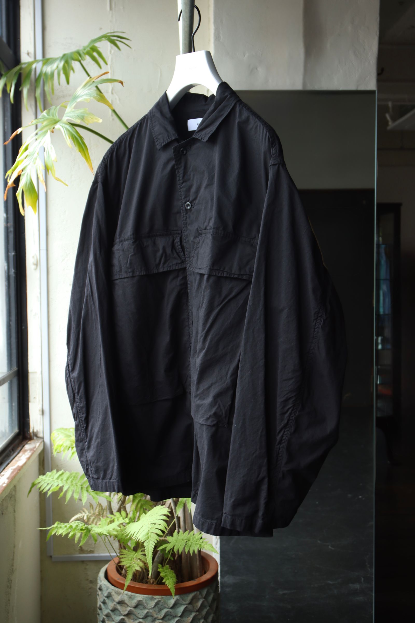 グラフペーパー 25SS Garment Dyed Typewriter Fatigue Shirt(GM251-50091B)BLACK