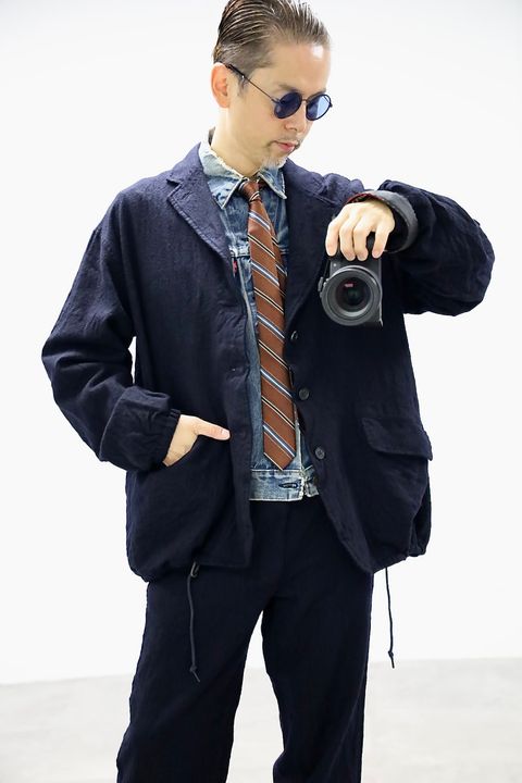 COMME des GARCONS HOMME ウールサージ製品縮絨3Bジャケットセットアップ"NAVY"スタイル2025.10.5.