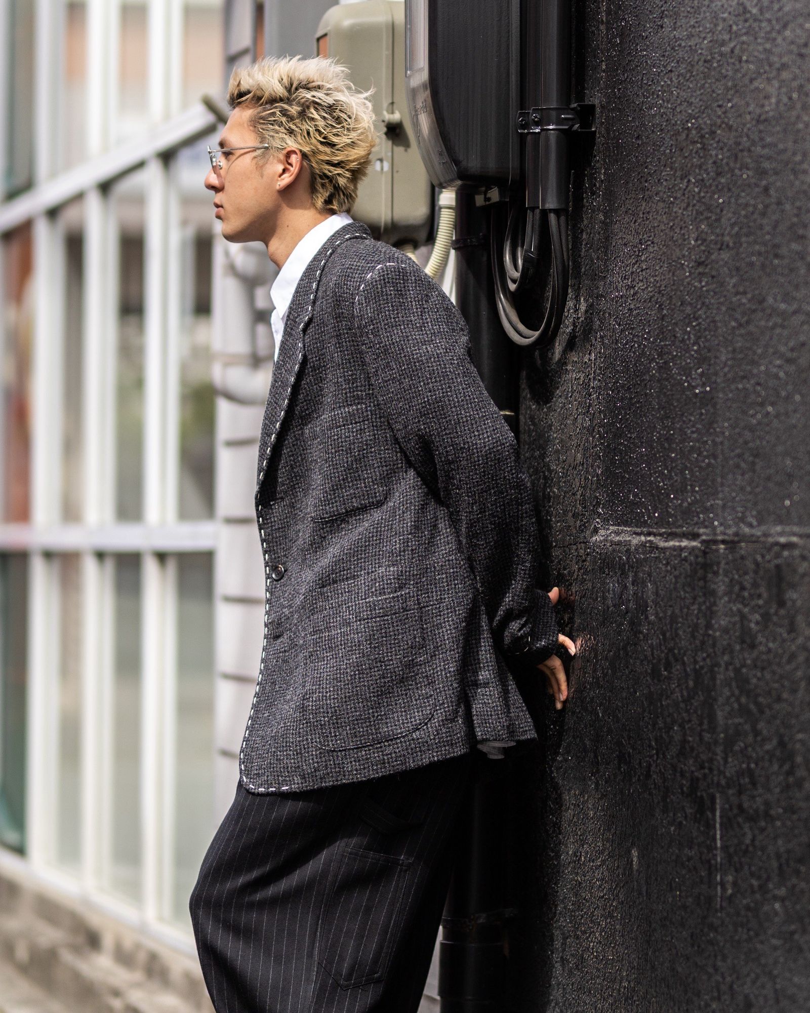 Y's for men 25AW HOUNDSTOOTH STITCH JACKET セットアップスタイル