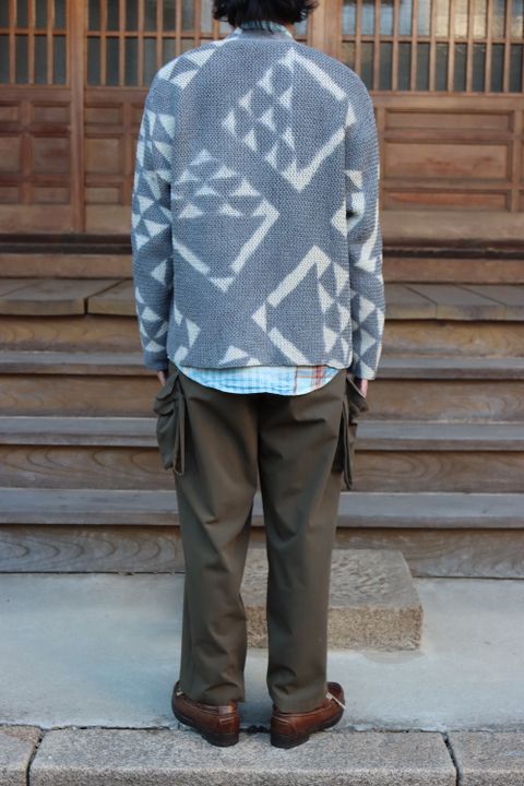 KHOKI Washi knit cardigan(22SS-K-03),Madras check shirt(22SS-B-03) style. 2022.02.21.