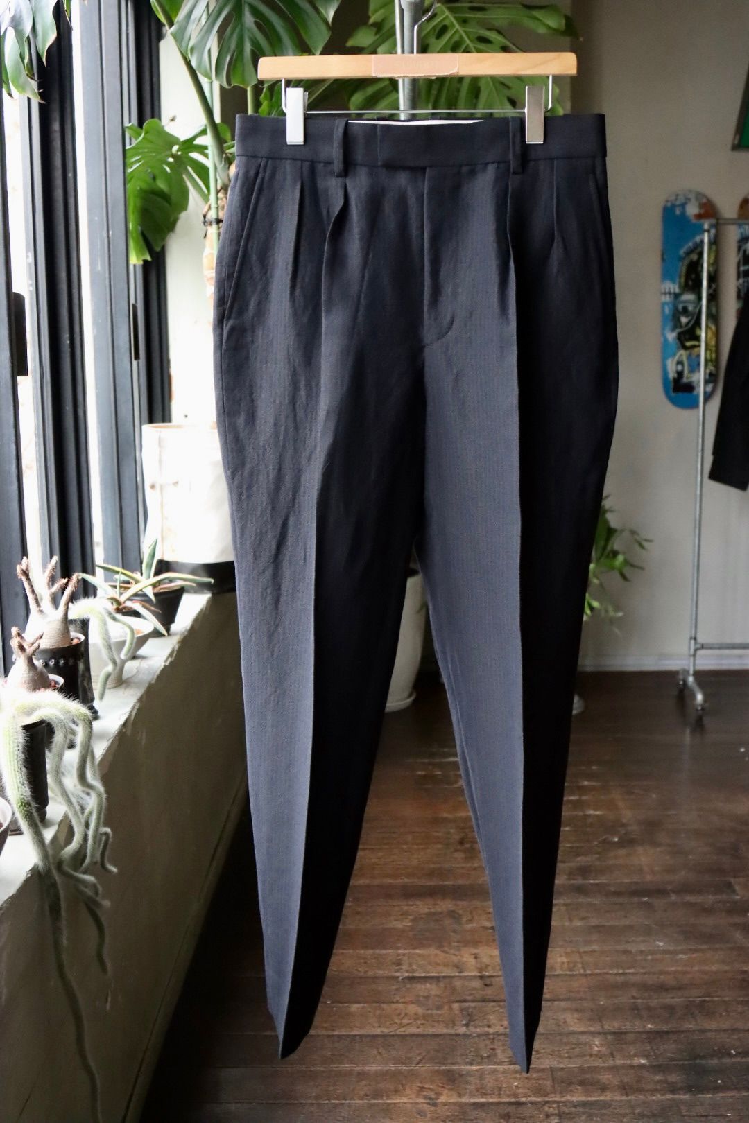 A.PRESSE Wide Tapered Trousers NAVYスラックス