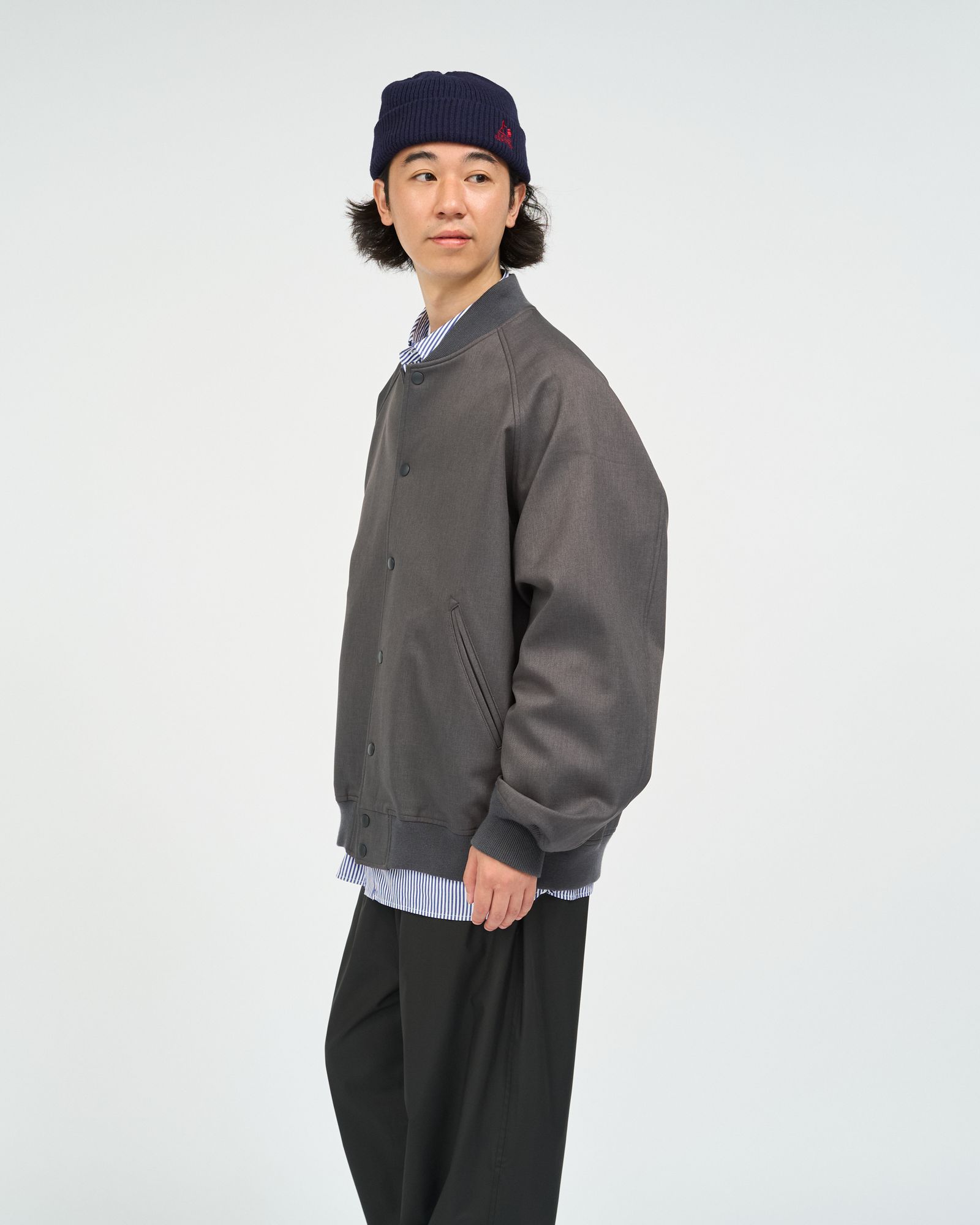 フレッシュサービス 26AW  DOWN FABRIC VARSITY JACKET(FSC263-30050)GRAY☆10月24日(土)新作発売！