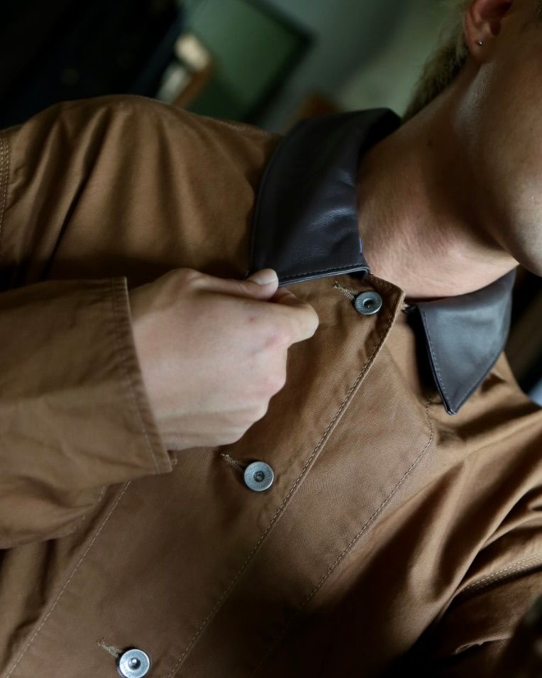 フレッシュサービス COTTON CANVAS LEATHER COLLAR WORK JACKET  MARKスタイル