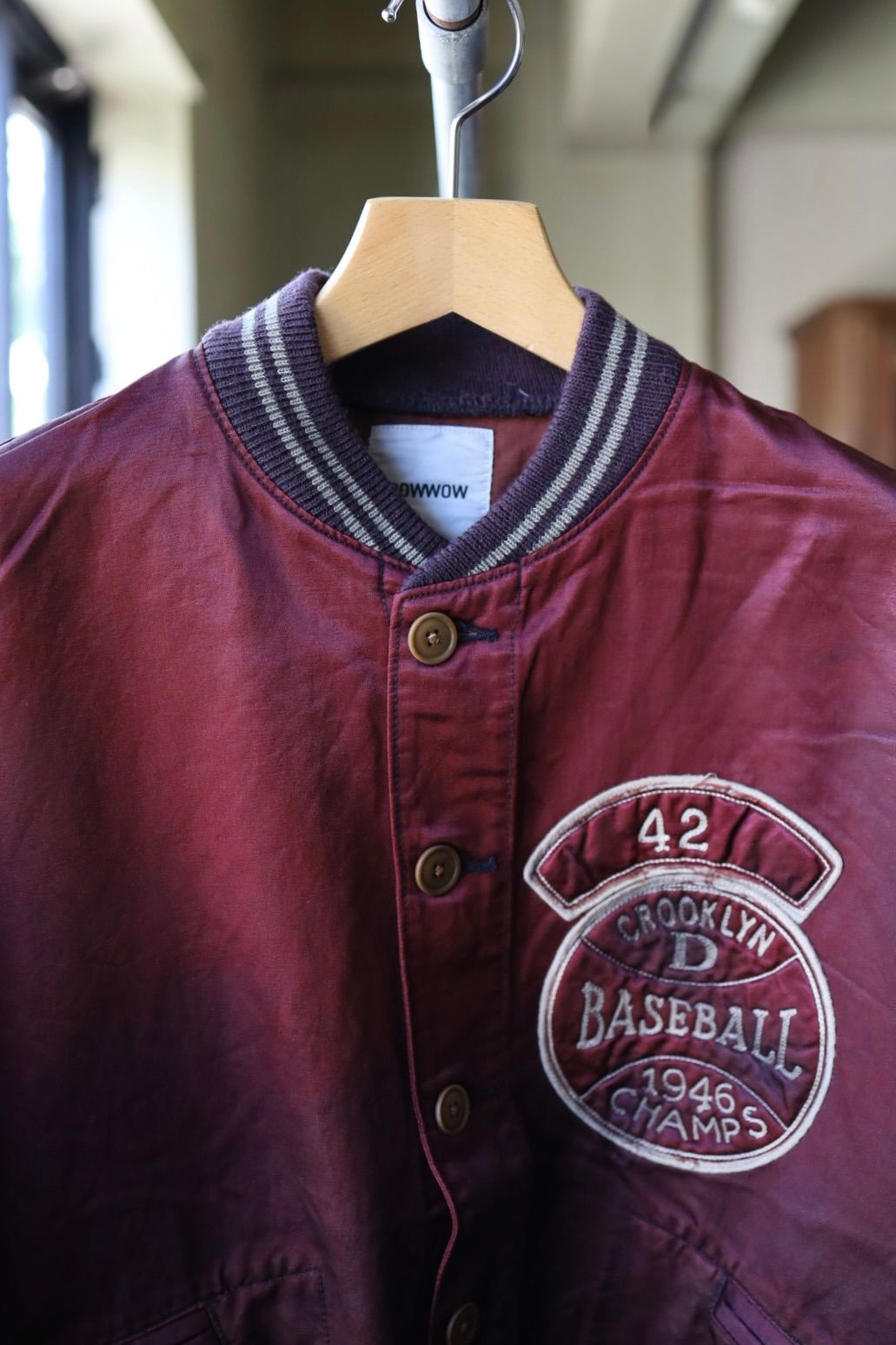BOW WOW 25FWバウワウ BASEBALL CHAMPION SATIN JACKET AGED(BW252-BCSJ)AGED BURGANDY★10月25日(土)発売!