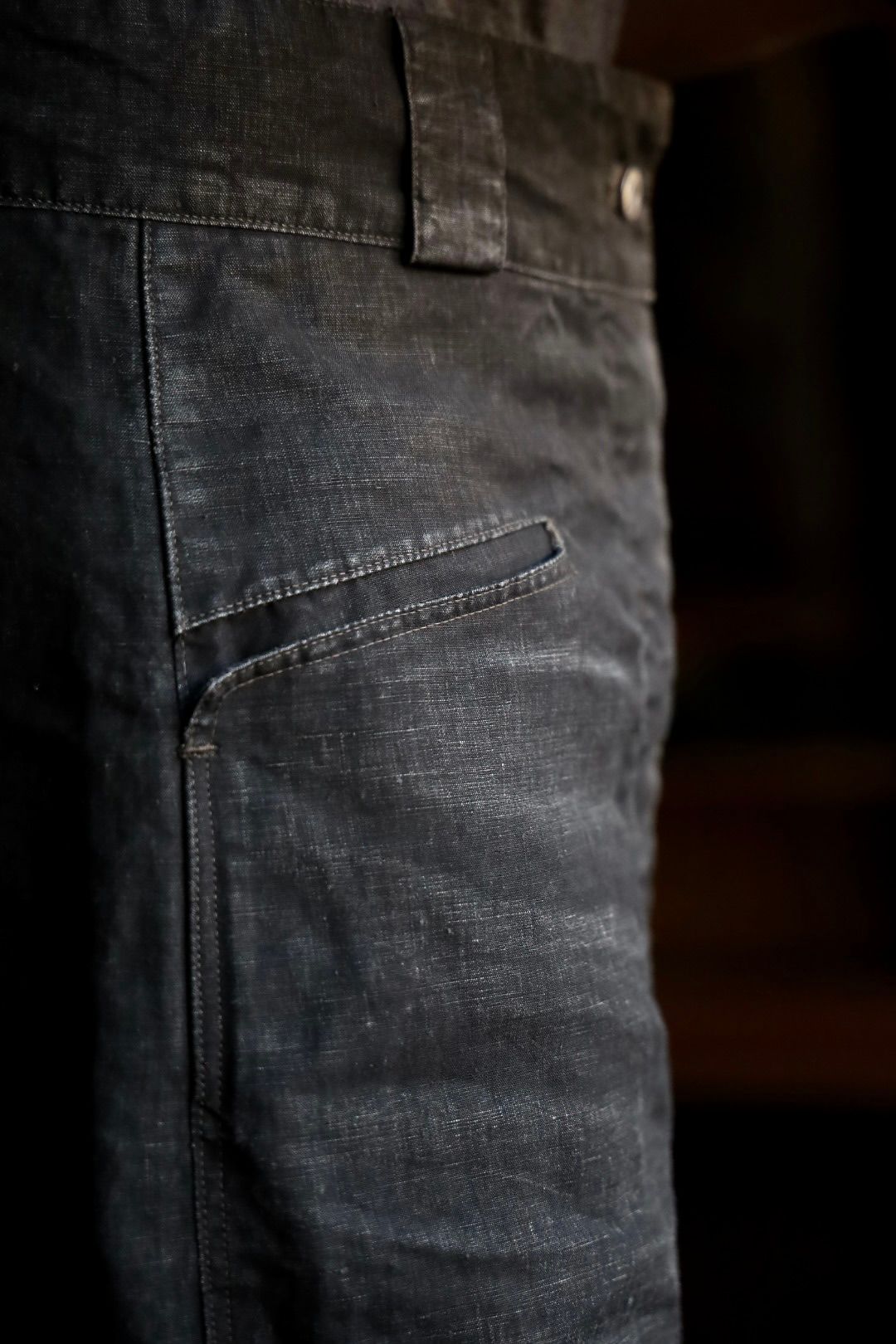 アプレッセ Vintage Black Linen Trousers (25SAP-04-19H) BLACK