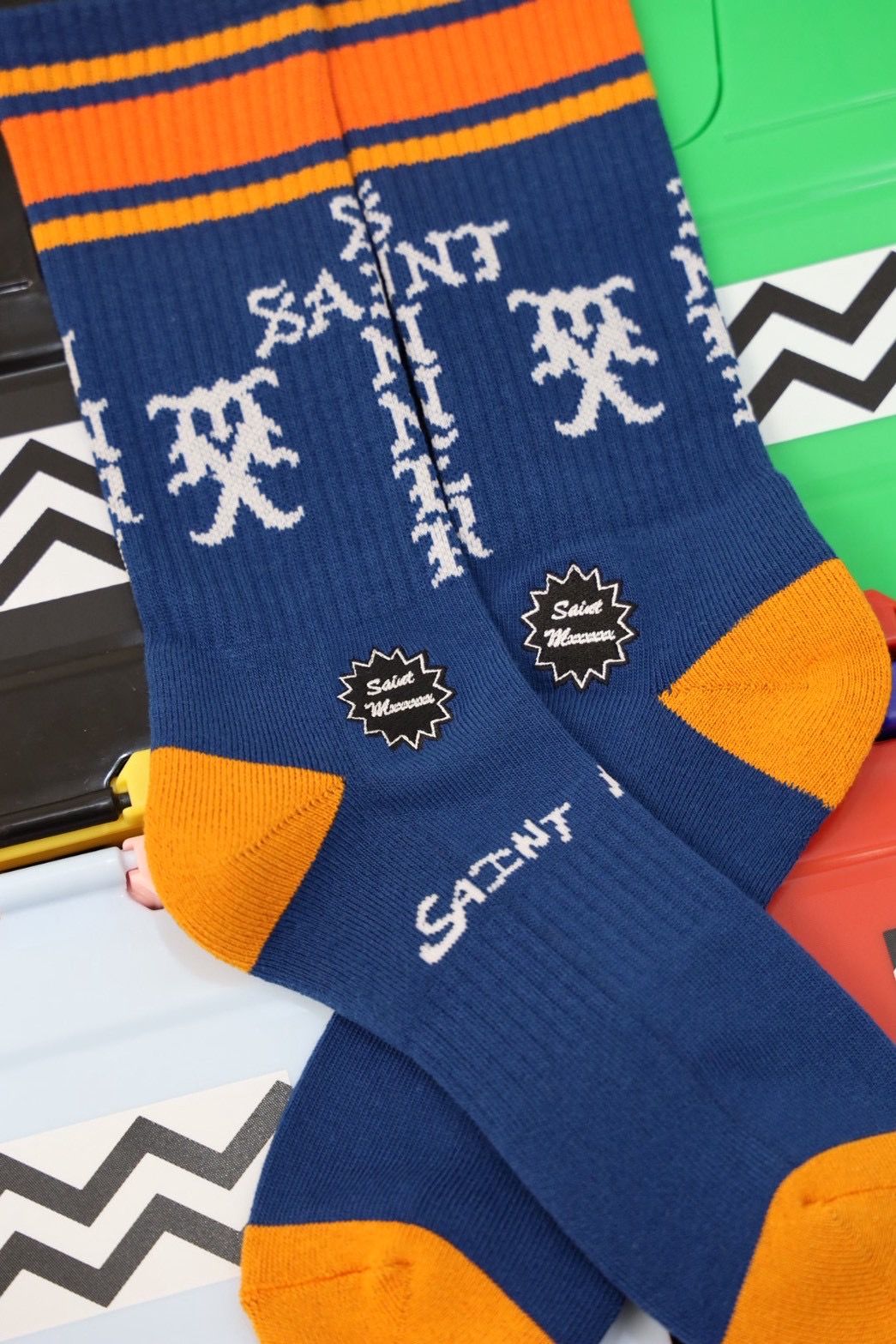 セントマイケル SINNER SOCKS (SM-HR1-0000-115)BLUE/ORANGE★10月11日(土)発売！