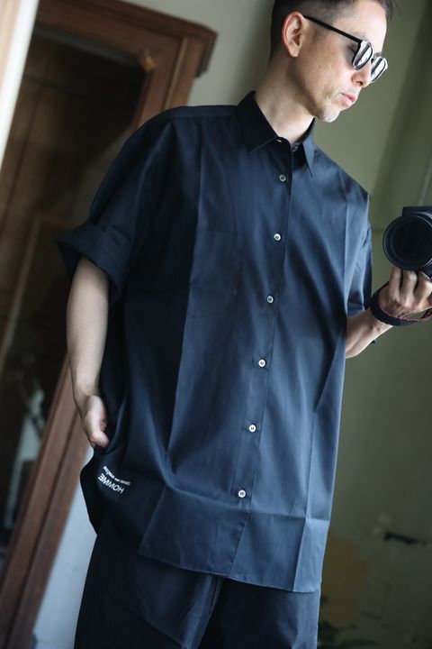 コムデギャルソンオム25SS 綿ブロードS/Sシャツ(HQ-B103-051)BLACK