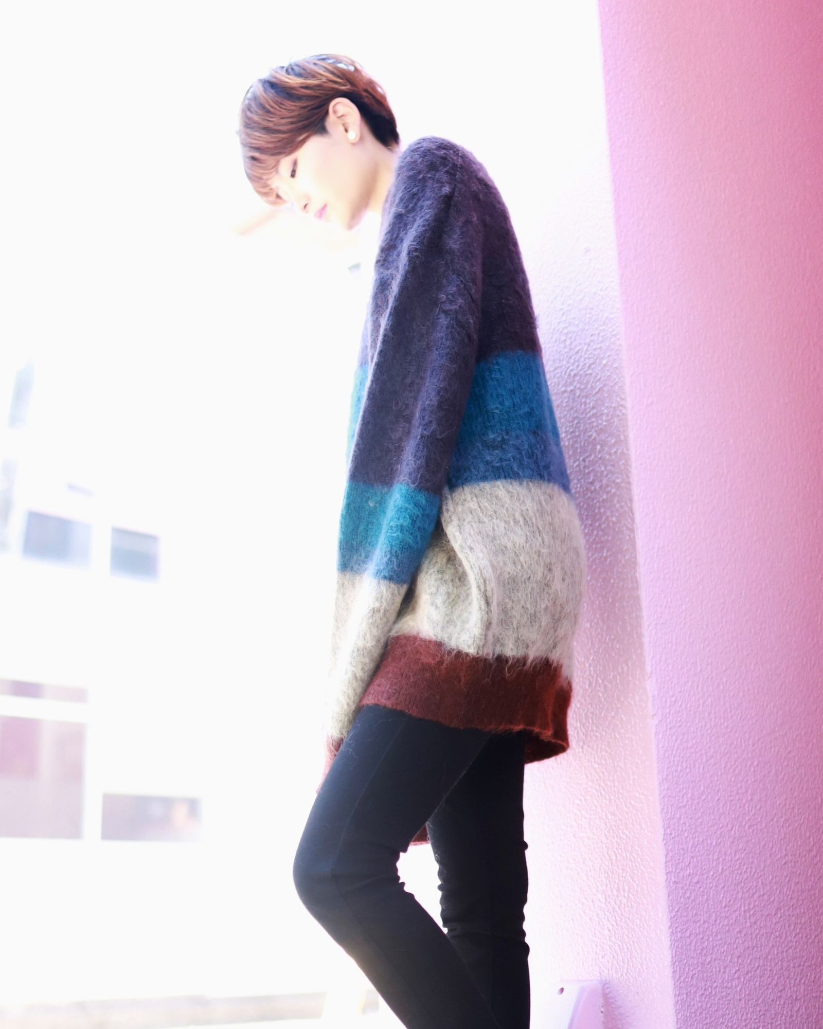 YOKE ヨーク 23AW MOHAIR BORDER CARDIGAN PURPLE 3 カーデガン ニット