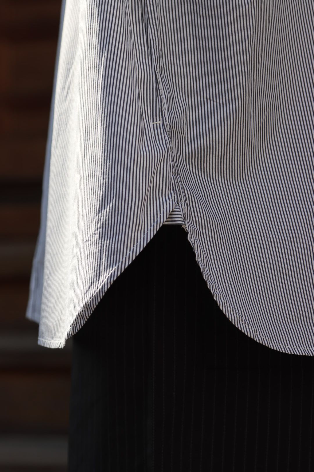 FreshService CORPORATE STRIPE REGULAR COLLAR SHIRT"WHITE×BLACK"style.