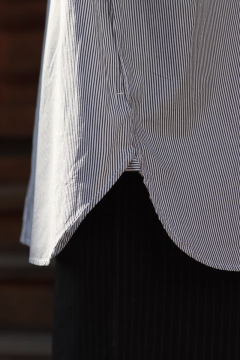 FreshService CORPORATE STRIPE REGULAR COLLAR SHIRT"WHITE×BLACK"style.