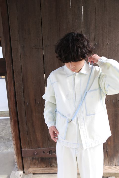YOKE DETACHABLE POCKET DENIM JACKET&CUT-OFF WIDE-LEGGED DENIM TROUSERS style. 2021.03.27.