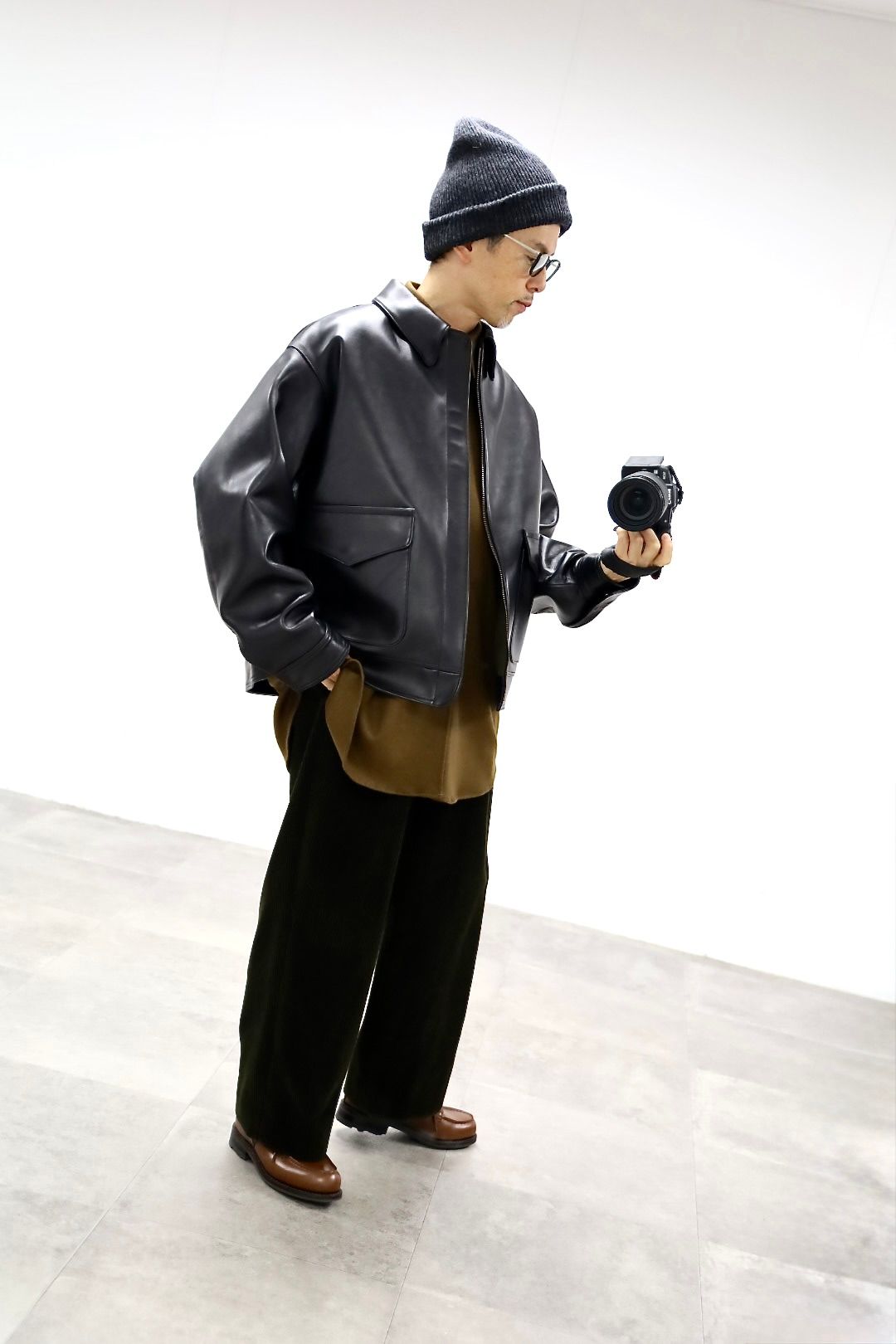 アプレッセ 2025 STYLE2 Leather Type A-2 Flight Jacket(25AAP-01-12)BLACK