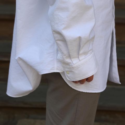 Graphpaper Oxford Oversized Band Collar Shirt(GM211-50137B) style. 2021.04.18.