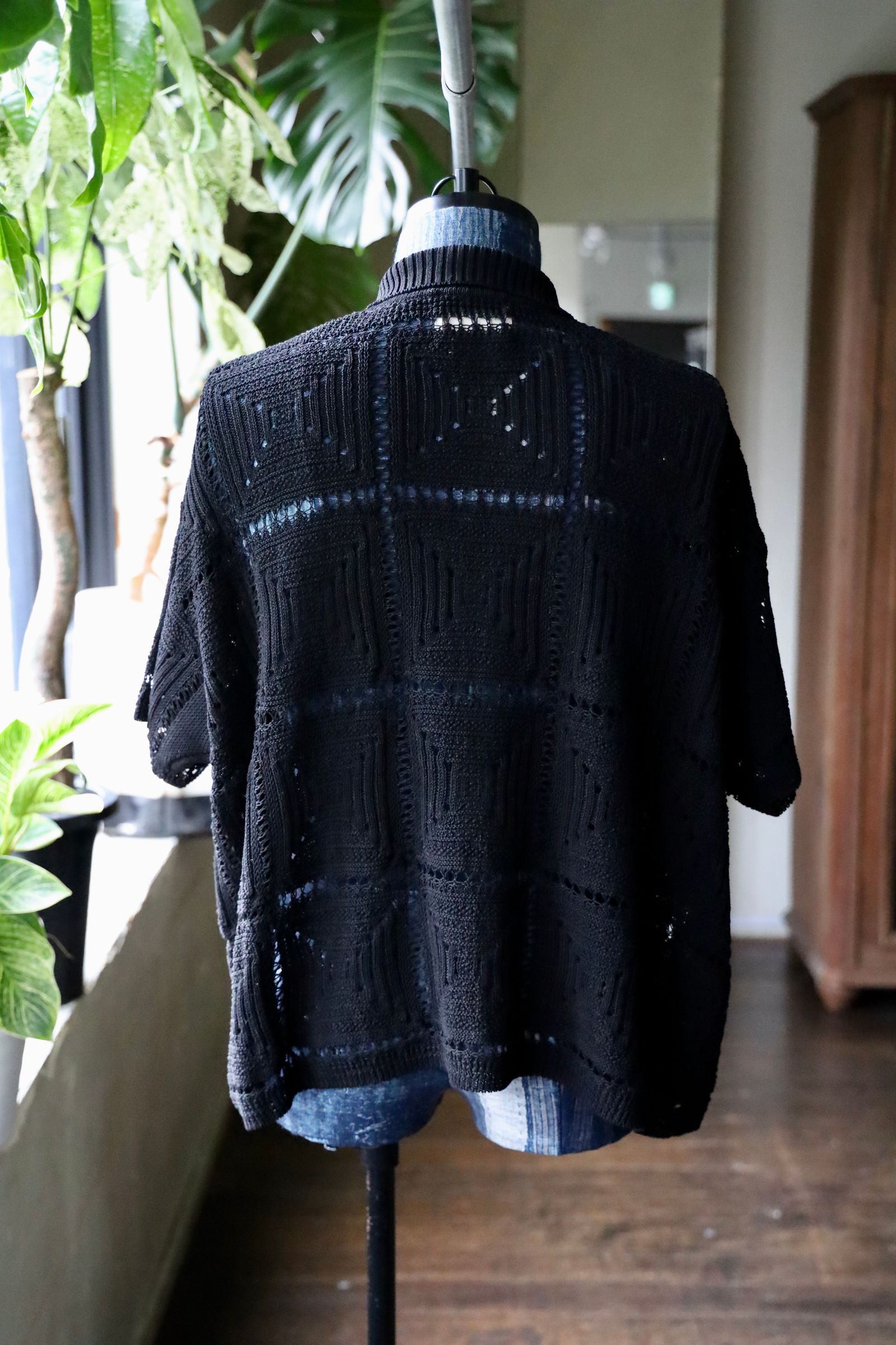 ヨーク25SUMMER シャツ CROCHET KNIT SHIRT(YK25SS001011S)BLACK☆5月3日(土)発売！