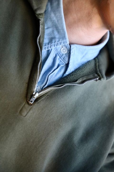 A.PRESSE Vintage Half Zip Sweat Hoodie"OLIVE"スタイル2025.1.25.