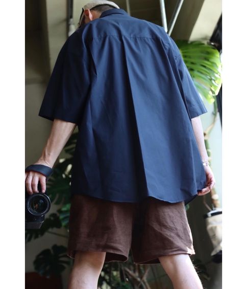 Graphpaper Broad S/S Oversized Regular Collar Shirt"NAVY"スタイル.2022.5.21.