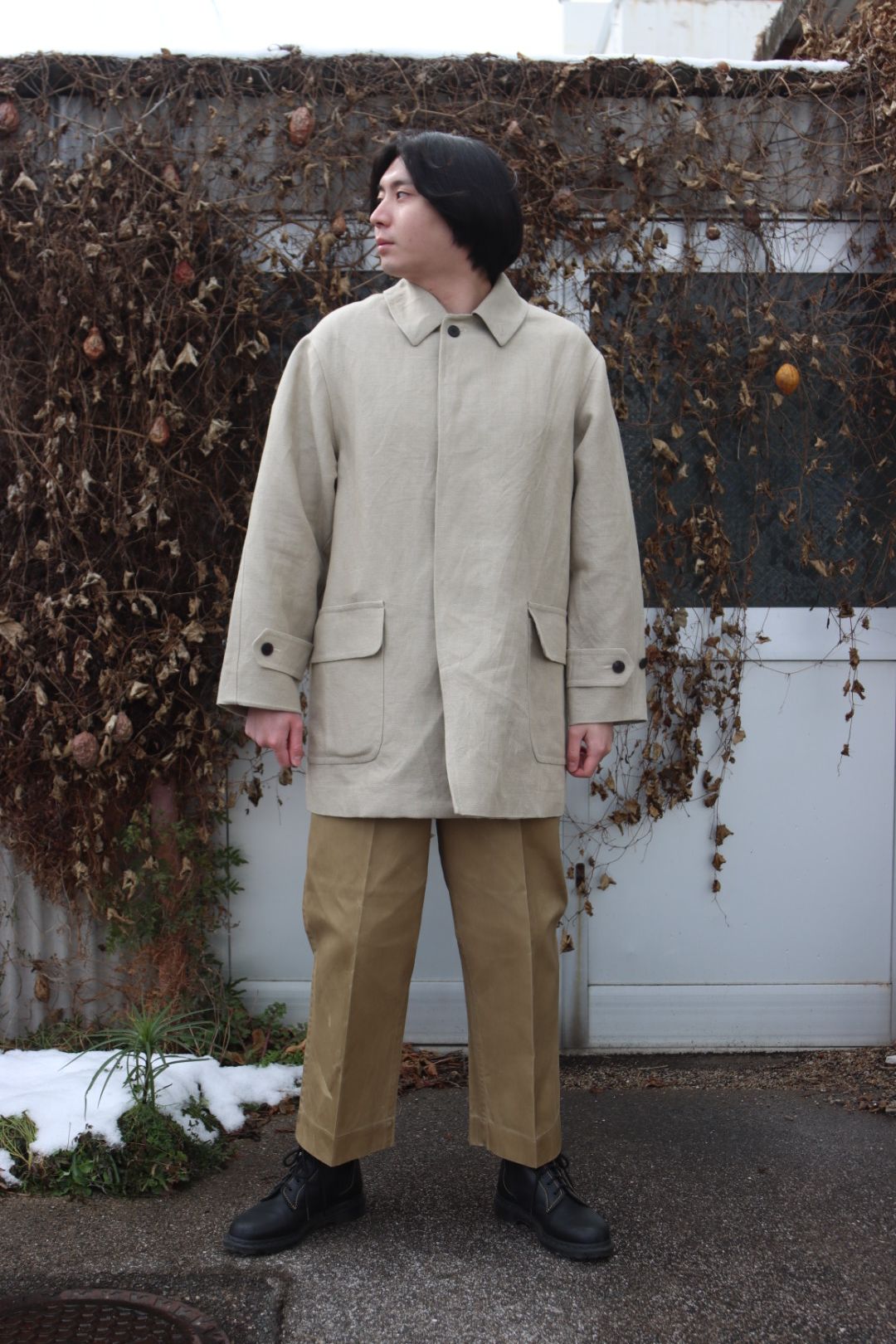 A.PRESSE Linen Half Coat style.2023.1.27 | 3140 | mark