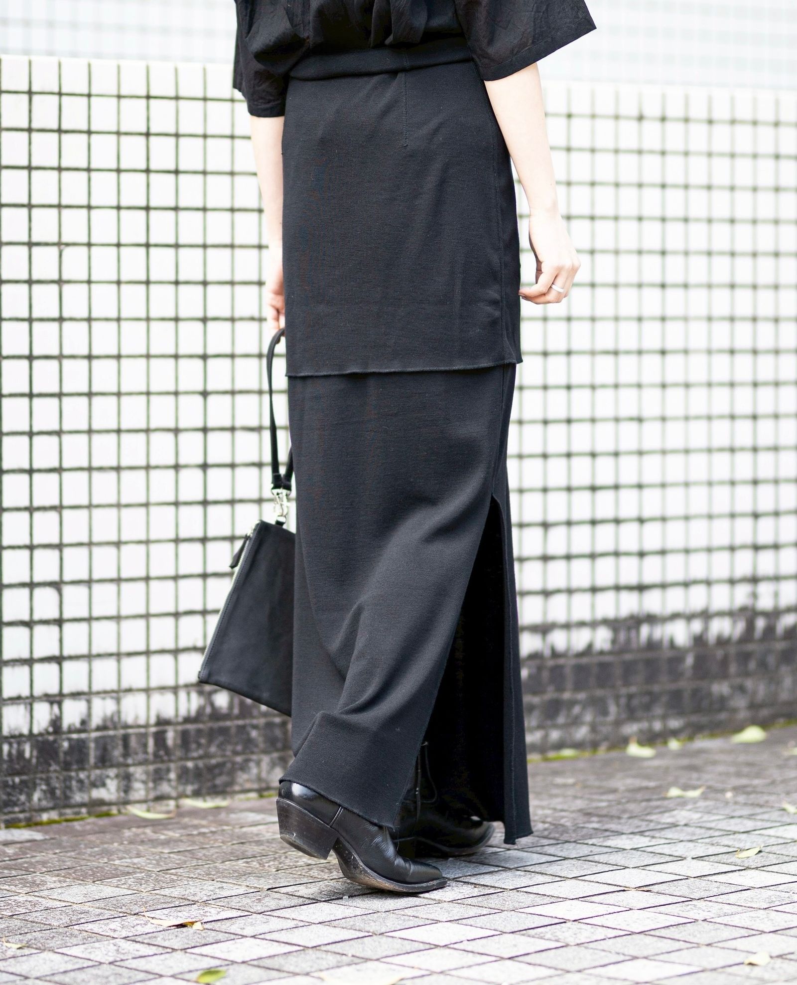 【Women's】プロダクトトゥエルブ  Super 140’s Melino Wool Layered Long Skirt(26SS-WCS07)BLACK☆新作発売！