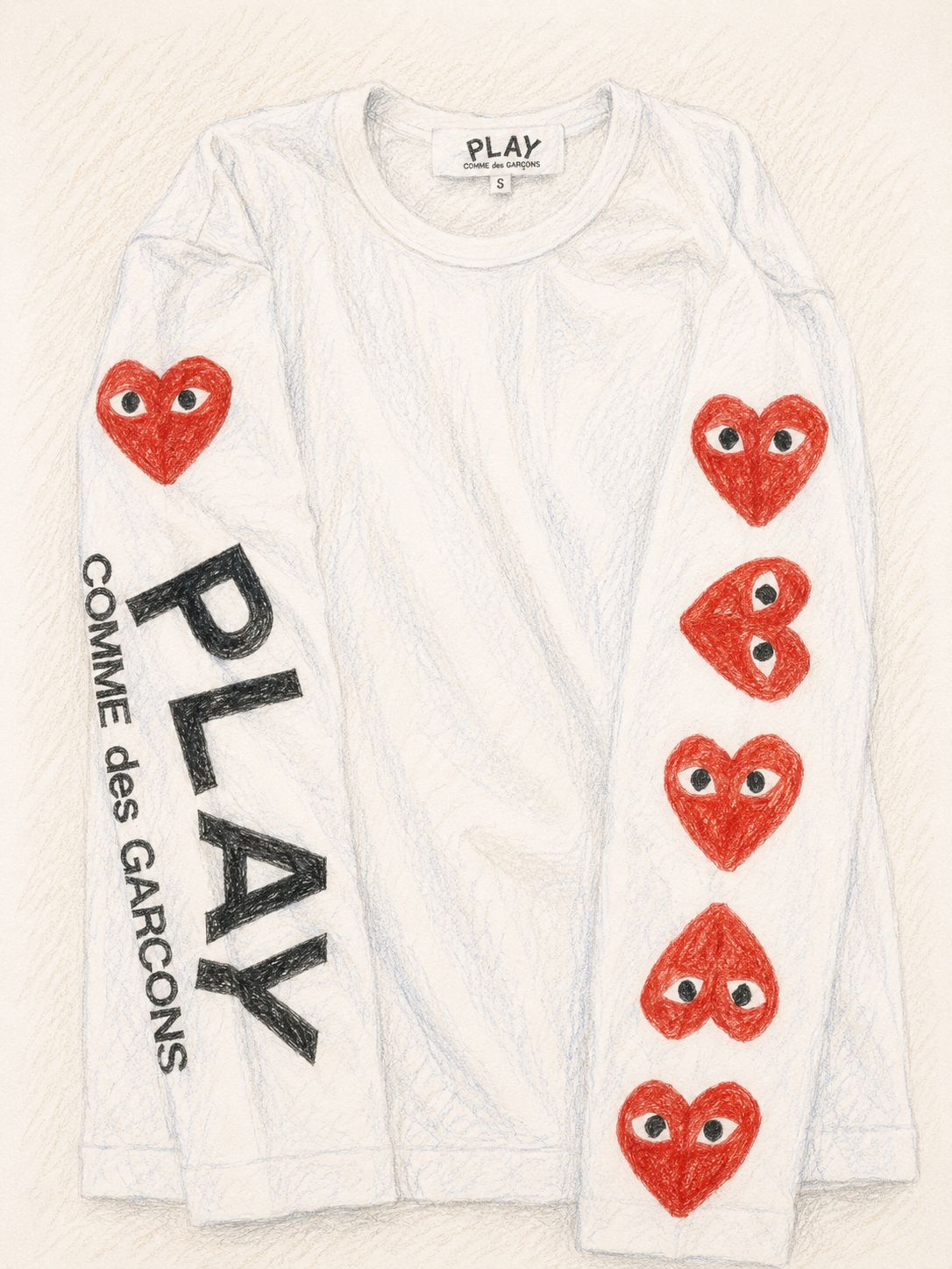 PLAYプレイコムデギャルソン スリーブロゴプリントTシャツ☆新作発売！