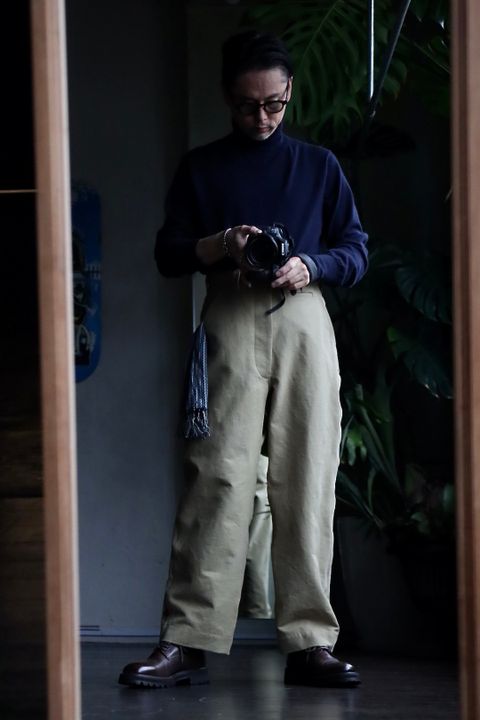 A.PRESSE 23SS Motorcycle Trousers"BEIGE"スタイル