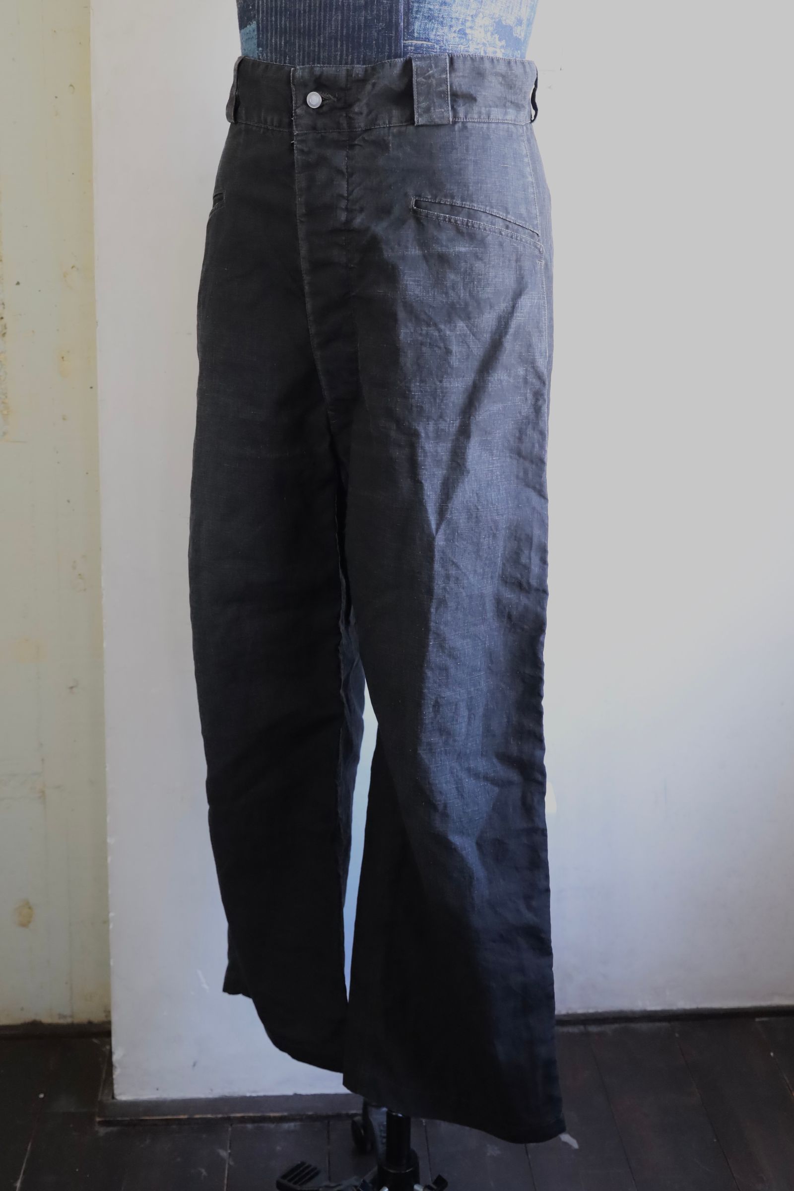 アプレッセ Vintage Black Linen Trousers (25SAP-04-19H) BLACK