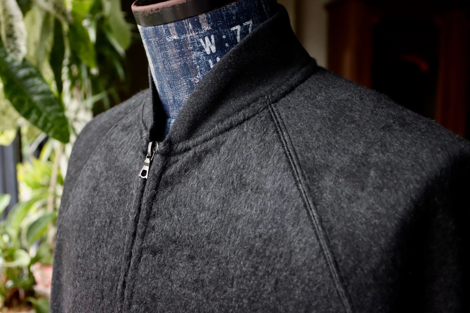 blurhms ブラームス Pe/Silk Fleece Bomber Jacket(BHS25F019)HEATHER BLACK☆新作発売！