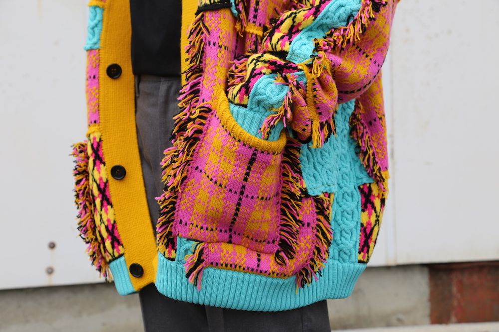 KIDILL 2020 A/W Chaotic Argyle Tartan Cardigan(KL459) "Yellow×Pink" style.2020.7.3.
