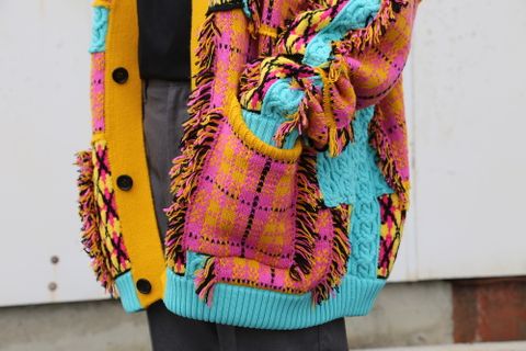KIDILL 2020 A/W Chaotic Argyle Tartan Cardigan(KL459) "Yellow×Pink" style.2020.7.3.