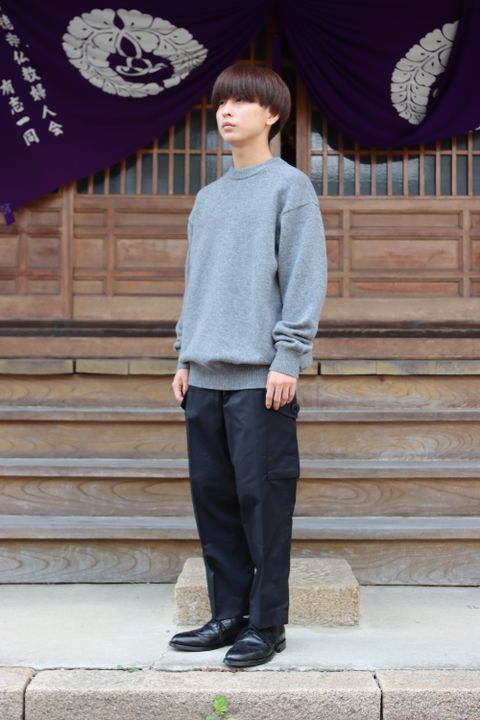 COMME des GARSONS HOMME ラムウール天竺ロゴ刺繍ニット(HH-N007-051) style.2021.09.26