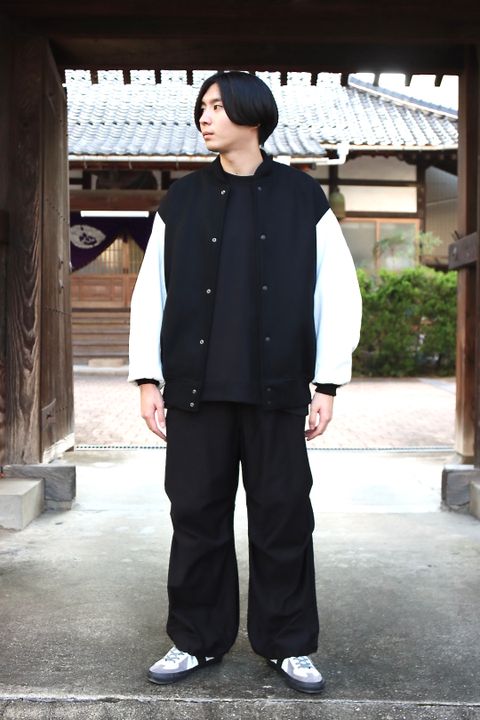 Graphpaper Scale Off Melton Stadium Jacket"BLACK"style