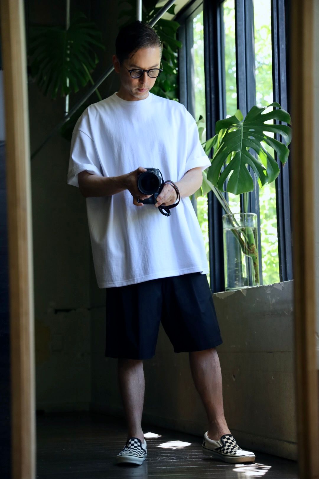 グラフペーパー Solotex Twill Wide Chef Shorts(GM252-40006B)BLACK