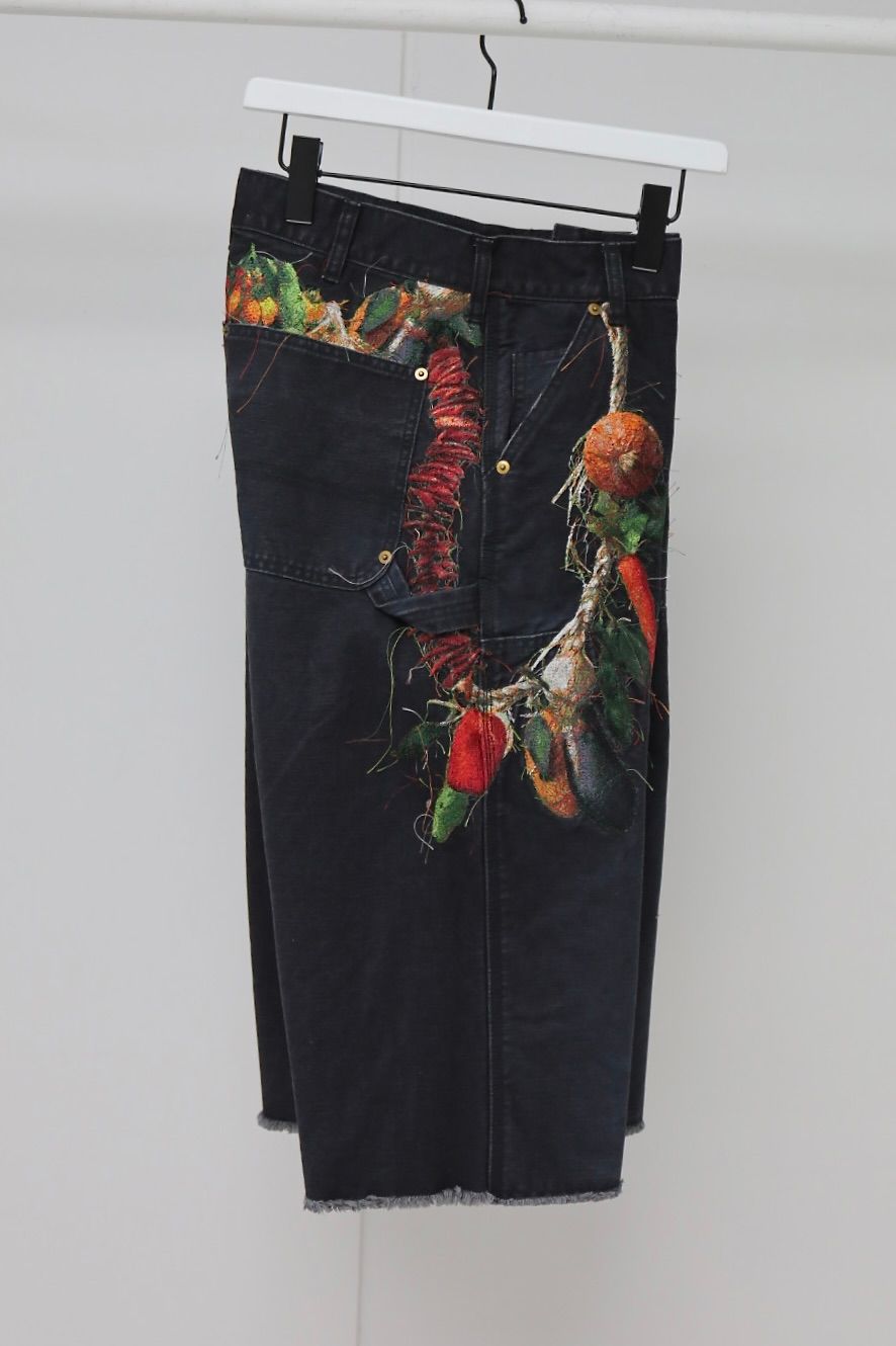 doublet ダブレット26SS VEGETABLE EMBROIDERY CUT-OFF PANTS (26SS19PT350) BLACK ★1月17日(土)11:00発売！