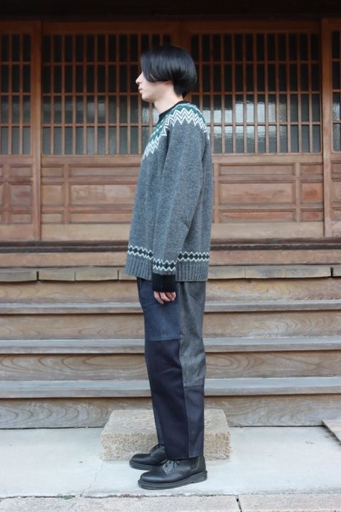JUNYA WATANABE COMME des GARCONS MAN ウールジャガードニット求心柄"TOP GRAY"style