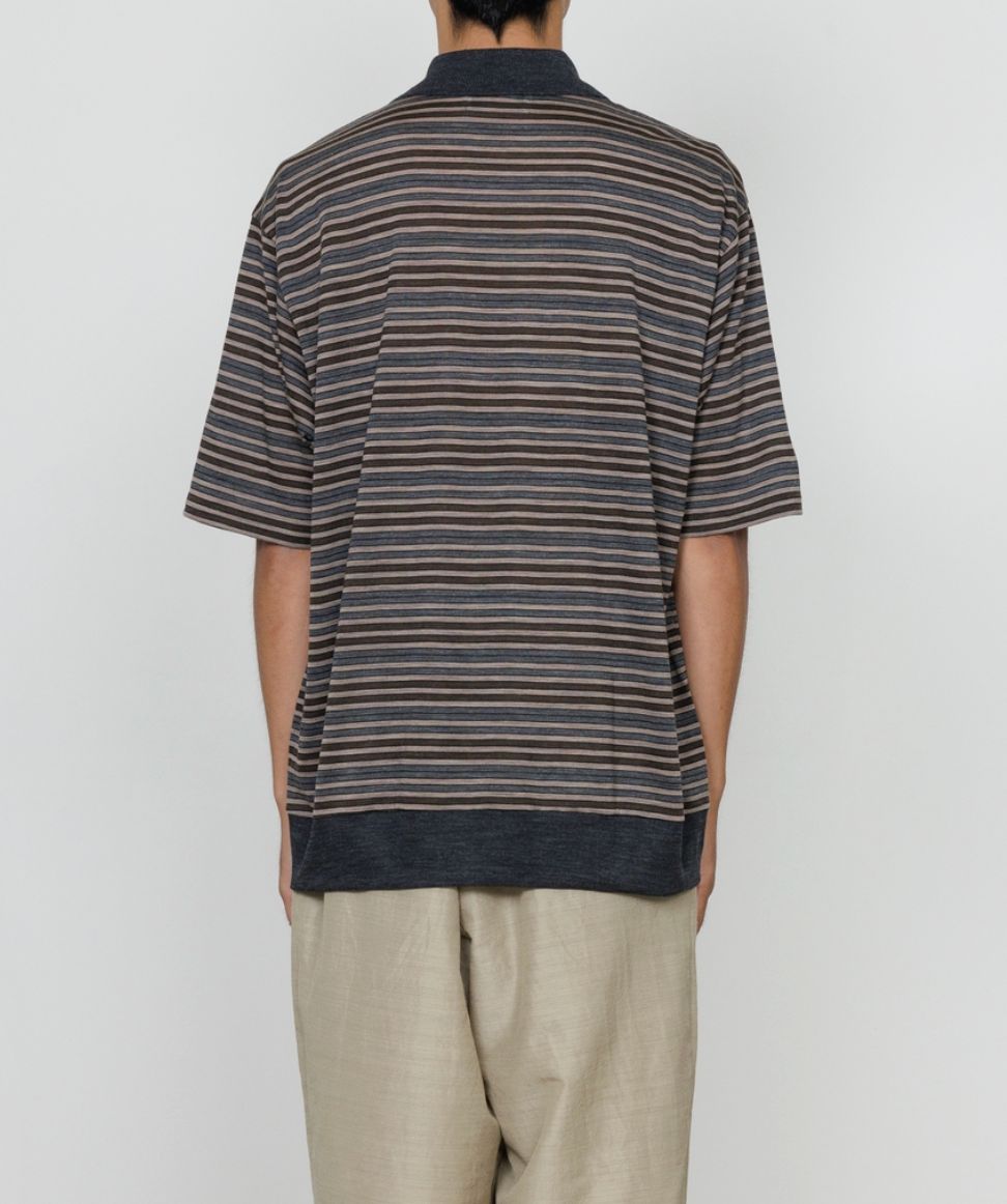 マーカ 26SS ワンボタンポロTシャツ ONE BUTTON POLO TEE S/S(M26A12CS01B)BEIGE BORDER☆新作発売！