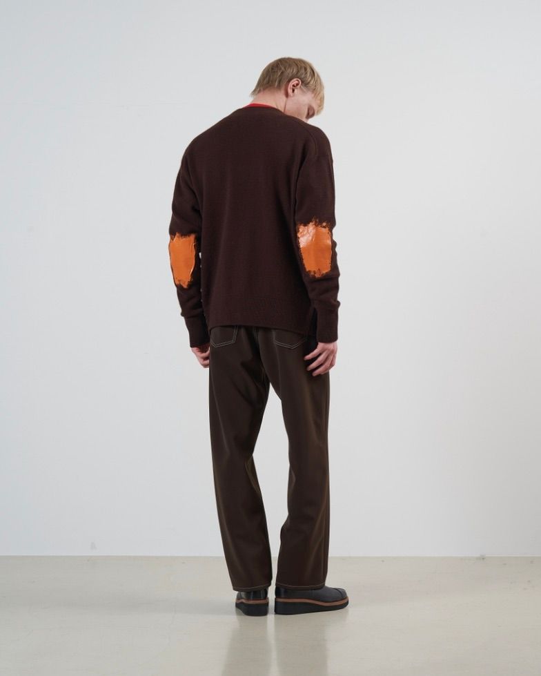 ヨーク24FW PAINTED ELBOW PATCH CARDIGAN(YK24FW0821S)BROWN