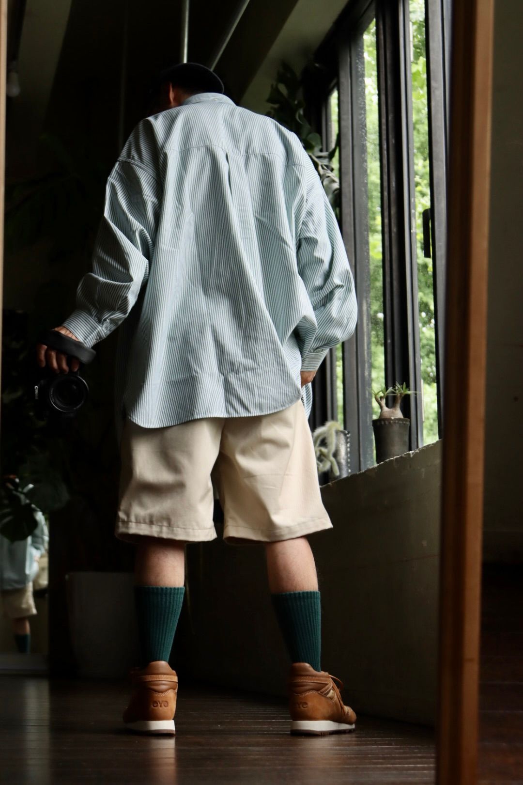 FreshService DRY OXFORD CORPORATE L/S B.D. SHIRT"GREEN STRIPE"スタイル