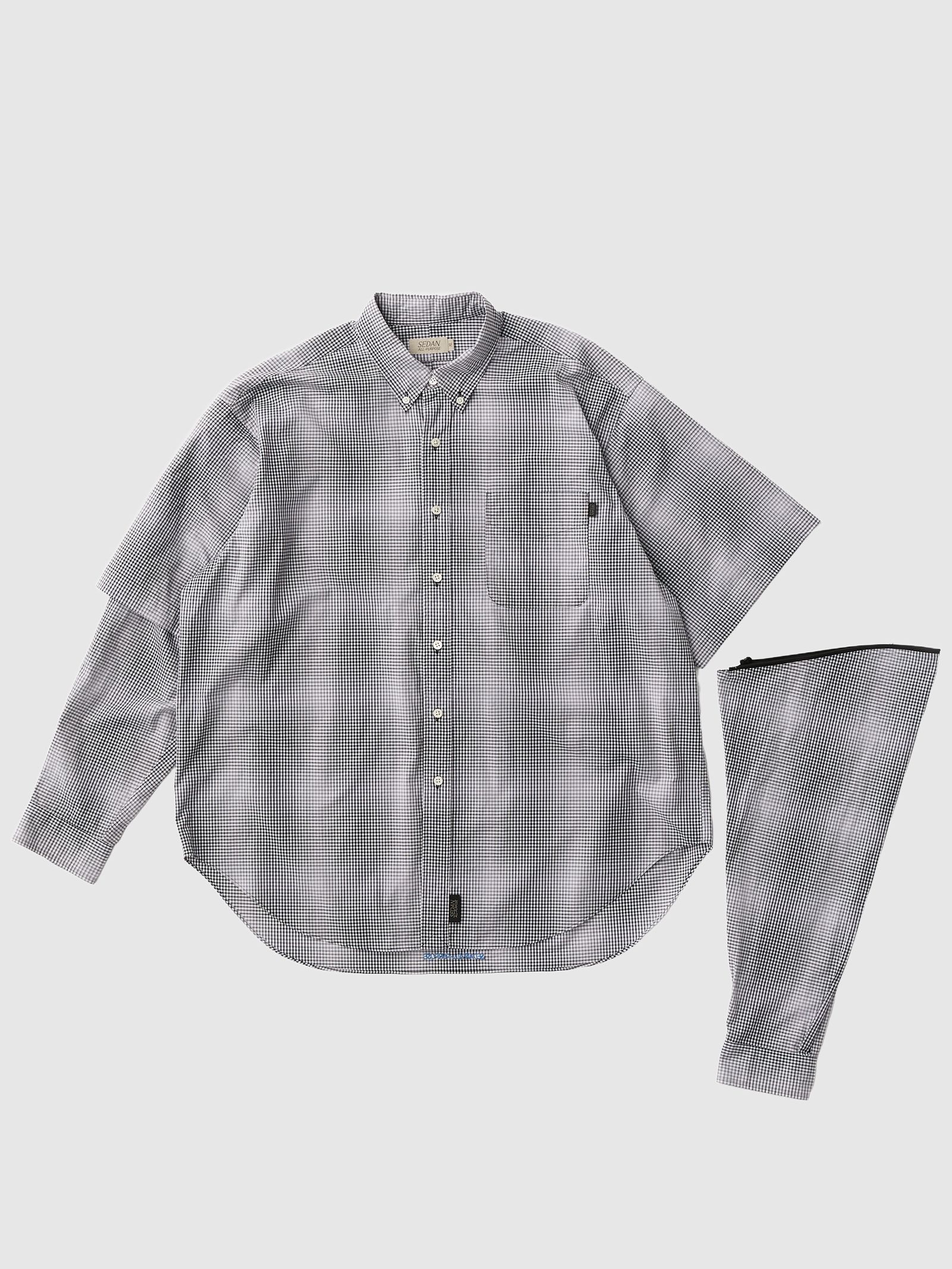 セダンオールパーパスSS24 Detachable Shadow Plaid BD Shirt (SD24S-SH04)Black Plaid