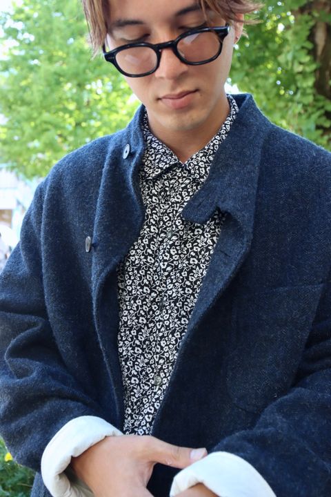 A.PRESSE 23AW Tweed Hunting Jacket"NAVY"スタイル