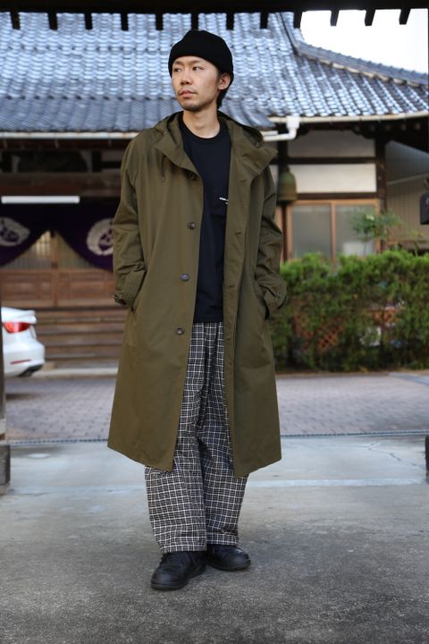 COMME des GARCONS HOMME 綿ナイロンウェザーフーデッドコート"KHAKI"Style.2020.9.22.