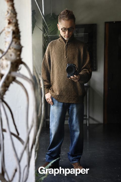 Graphpaper Cotton Wool Slub Oversized Half Zip Knitスタイル2026.9.24.