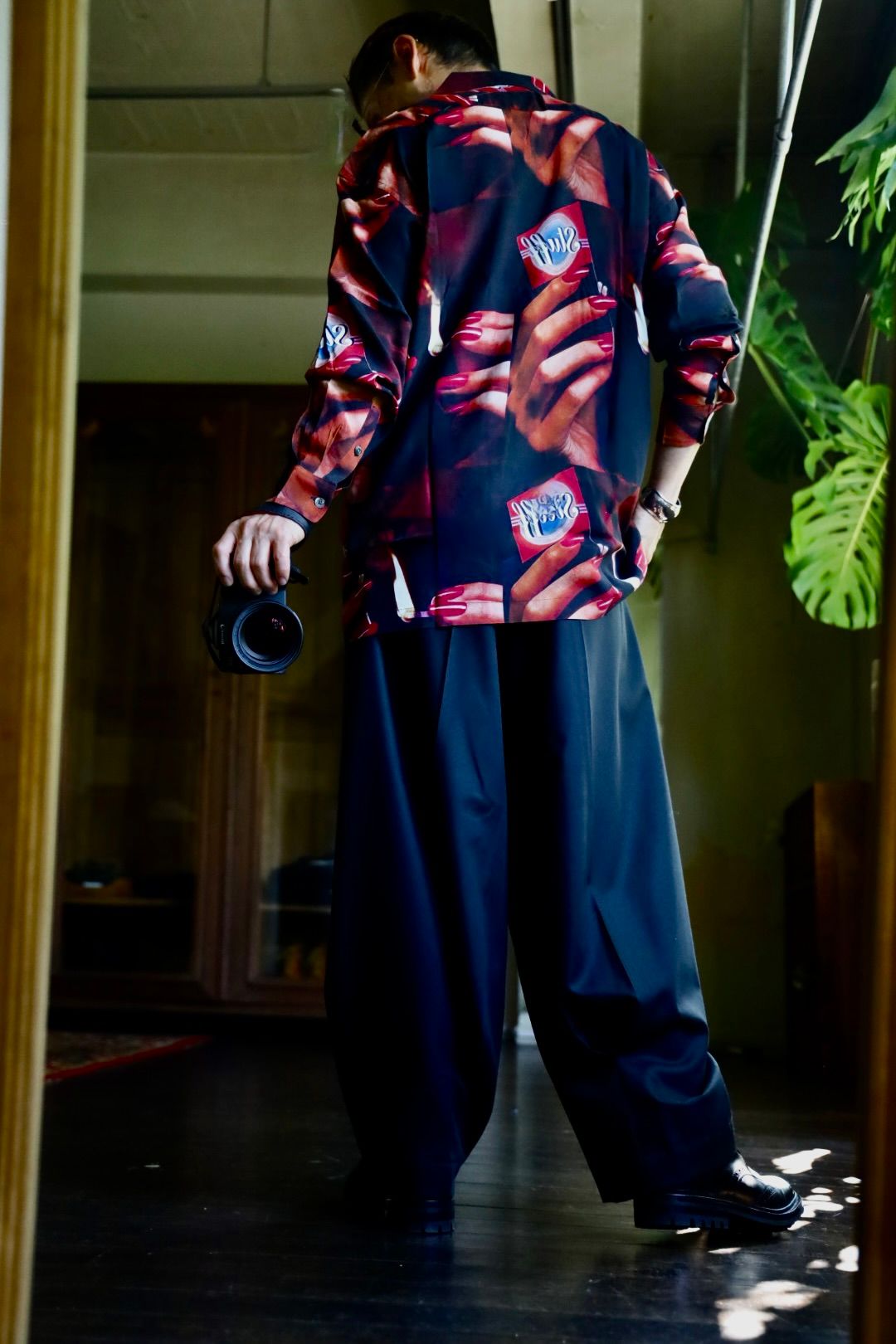 LASTMAN PRINTED OPEN COLLOAR SHIRTS L/S "STUFF"スタイル.2024.9.10.