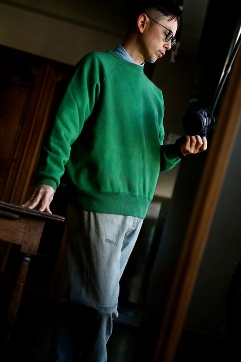 A.PRESSE  Vintage Sweatshirt"GREEN"スタイル2025.2.3.