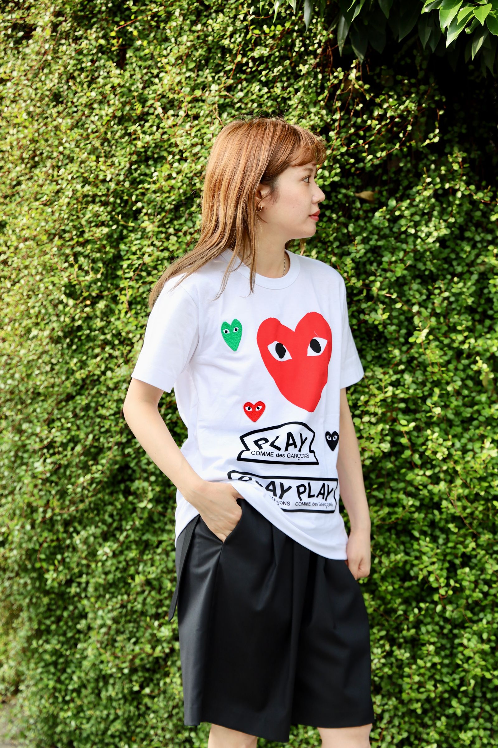 24時間限定タイムセール PLAY COMME des GARCONS - PLAYプレイコムデギャルソン レッド トップス