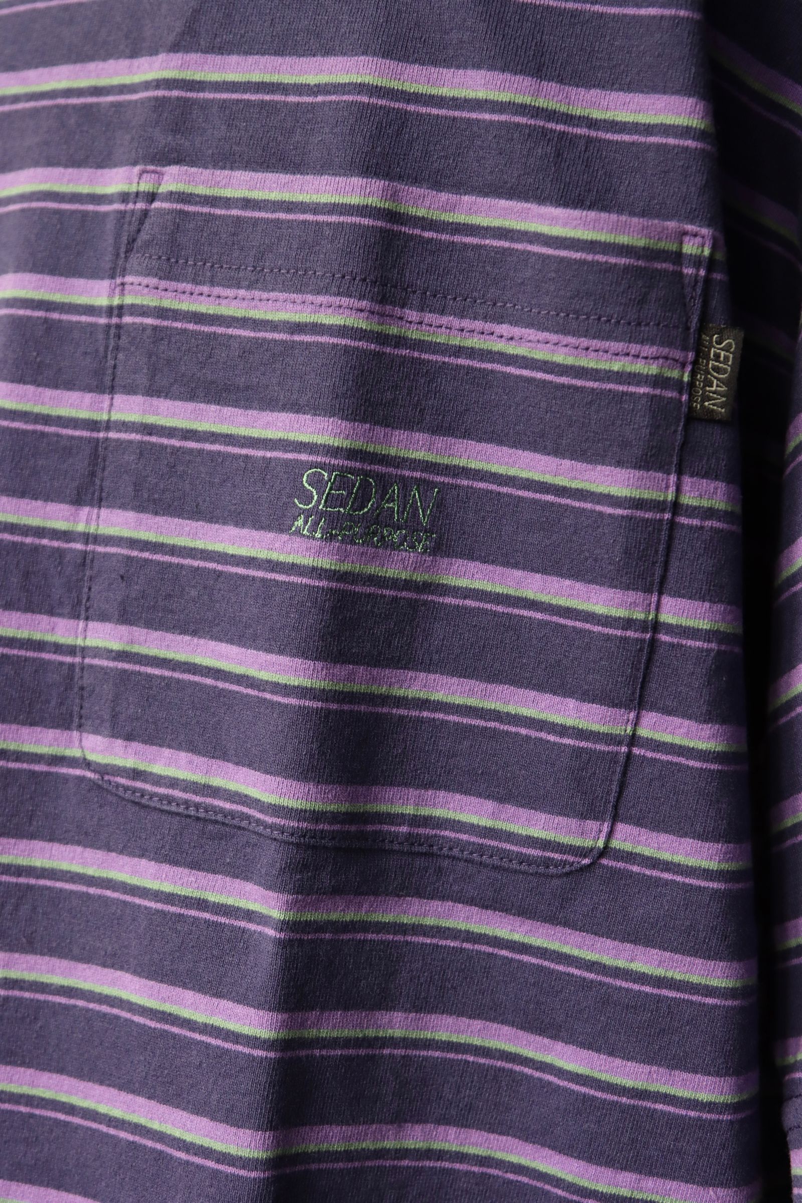 セダンオールパーパス SS24  Striped S/S Pocket Tee(SD24S-CT05)Navy Purple☆4月20日(土)発売！