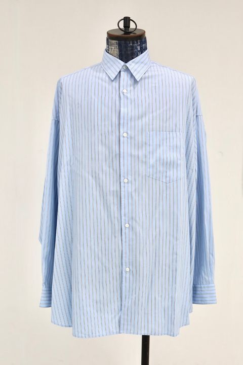 グラフペーパー SIDOGRAS L/S Oversized Regular Collar Shirt(GM262-50027)SAX STRIPE☆6月6日(土)発売！