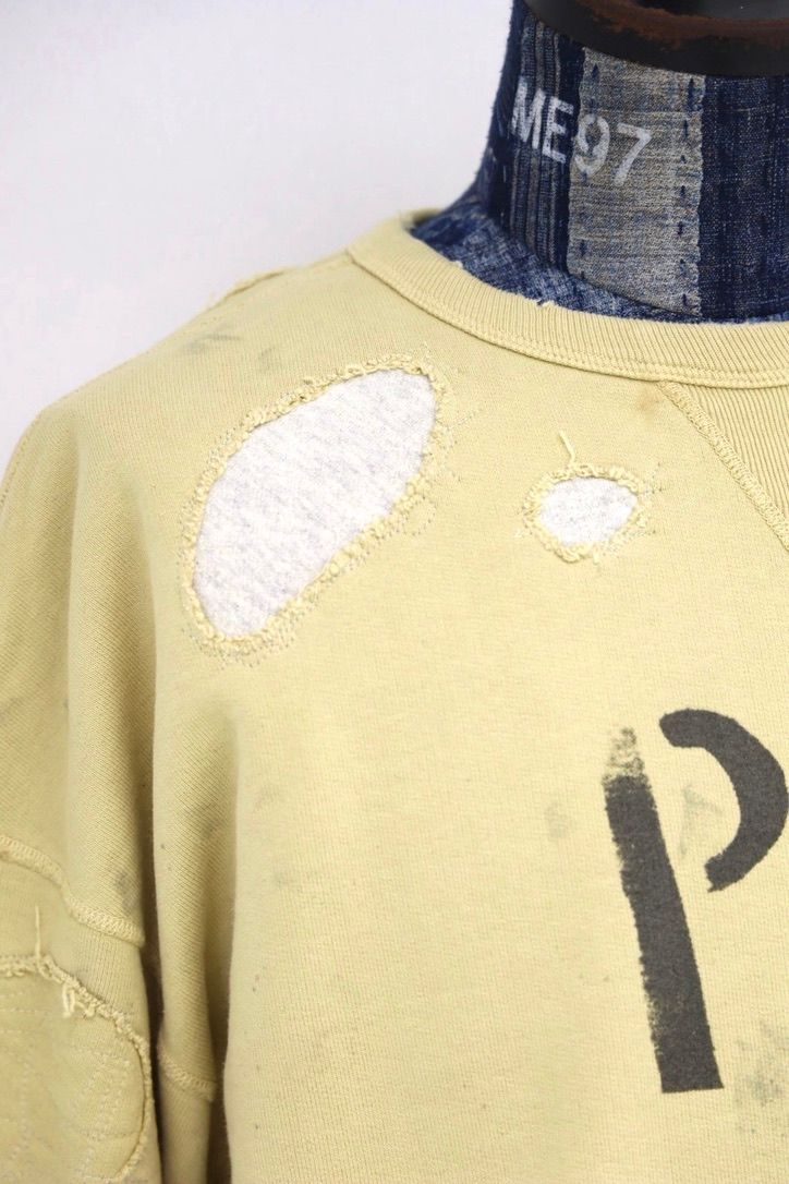 BOW WOW 26FW REPAIRED DOUBLE V SWEATSHIRT - PW(BWU-RDVSP)KHAKI YELLOW